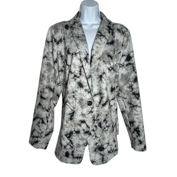 Logo Lori Goldstein Jackets & Blazers - LOGO LORI GOLDSTEIN Gray Blazer Julia Tie Dye Jacket Ponte Knit Gray Size XL